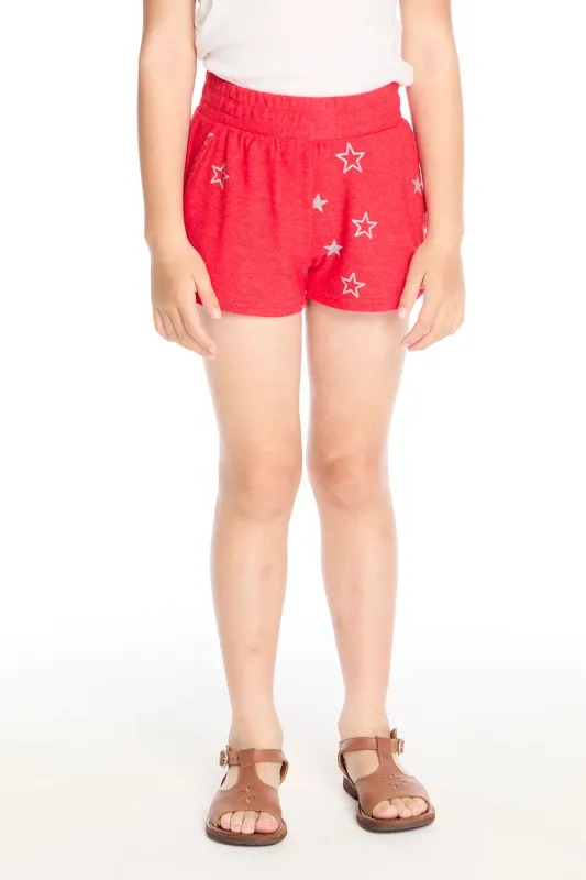 Jade Crimson Glitter Stars Shorts sold by Chaser