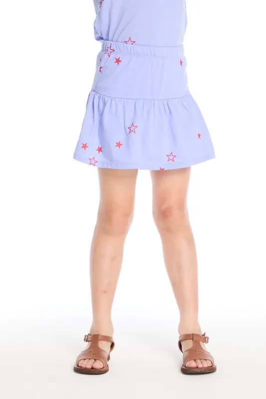 Tossed Stars Powder Blue Peplum Skort sold by Chaser