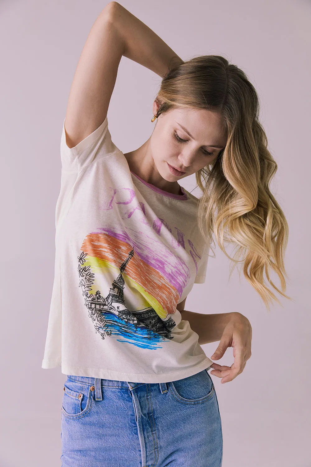 Sunset In Paris Vintage Jersey Crew Neck Tee sold by Chaser product image thumbnail 3