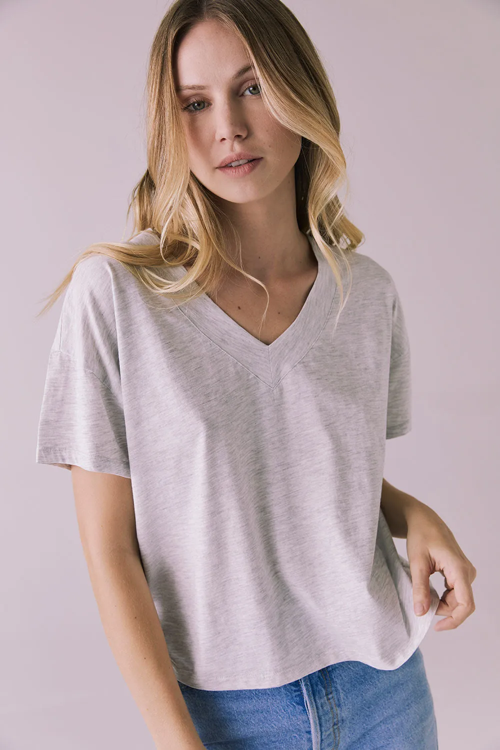 Mazzy Light Heather Grey Tee sold by Chaser