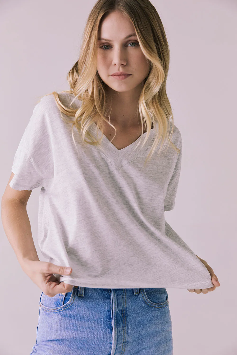 Mazzy Light Heather Grey Tee sold by Chaser product image thumbnail 5