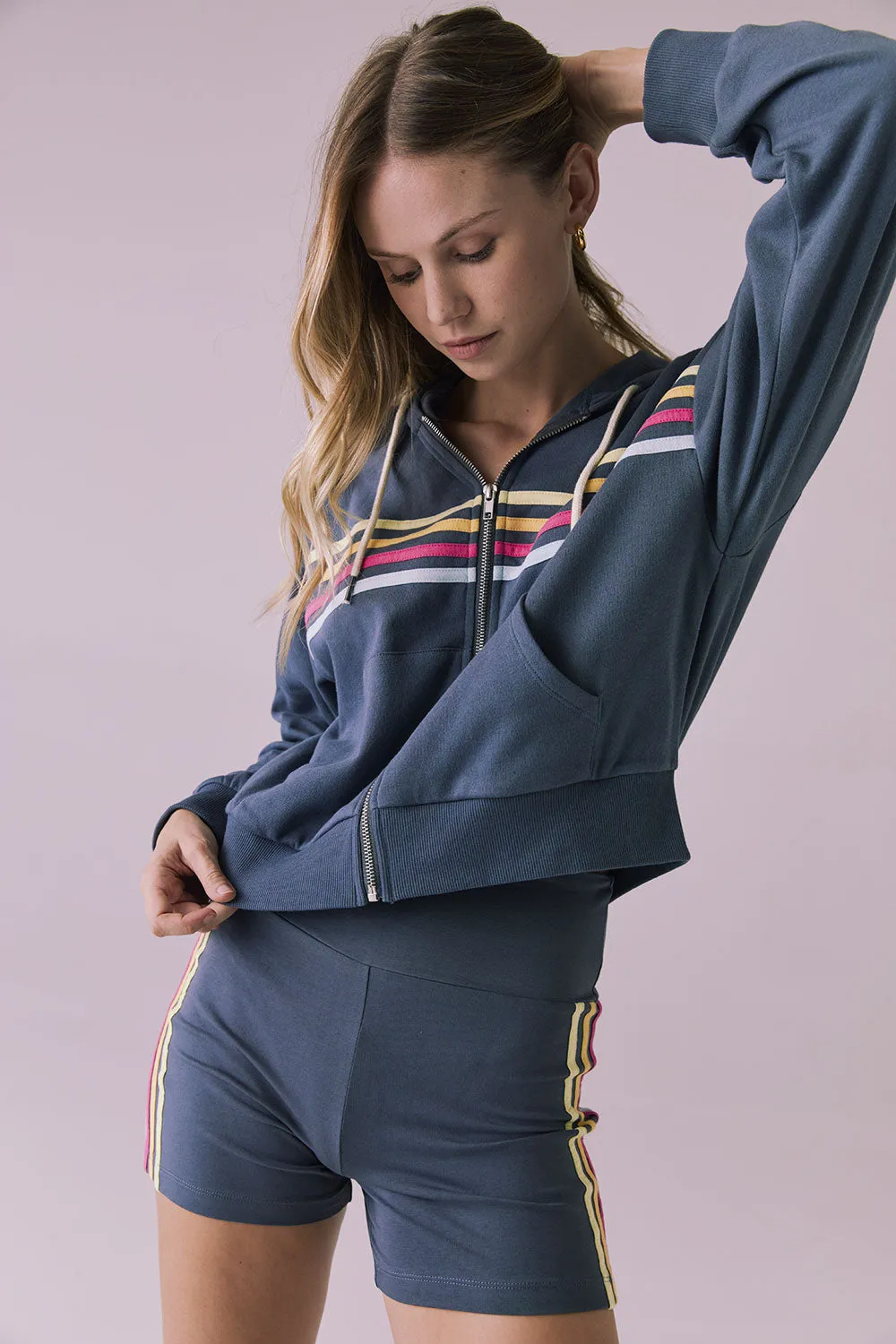 Contrast Strappings Zip Up Hoodie sold by Chaser product image thumbnail 5