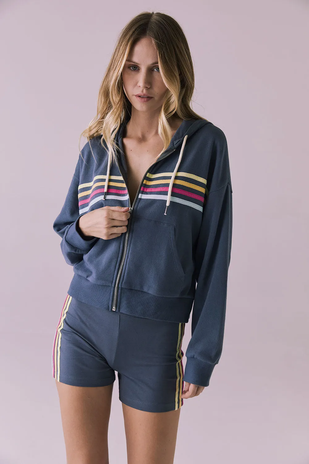 Contrast Strappings Zip Up Hoodie sold by Chaser