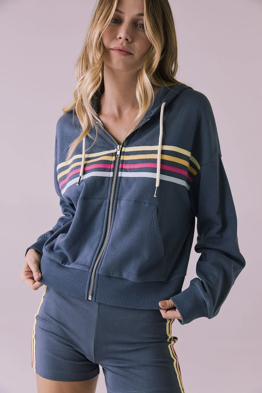Contrast Strappings Zip Up Hoodie sold by Chaser product image thumbnail 4