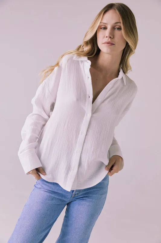 Paso White Button Up Long Sleeve sold by Chaser