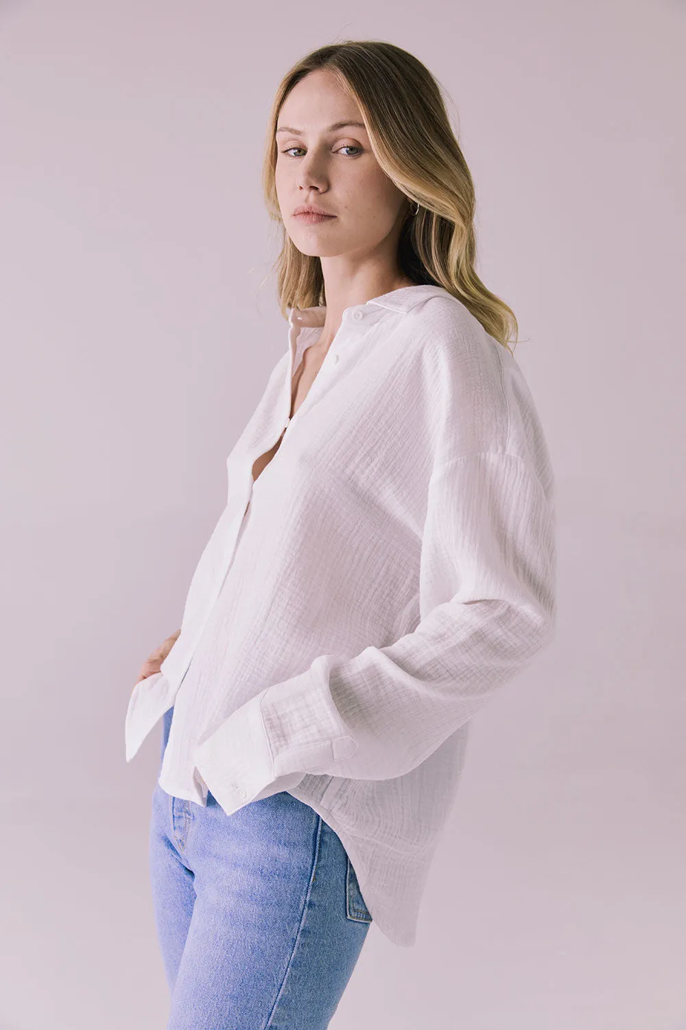 Paso White Button Up Long Sleeve sold by Chaser product image thumbnail 3