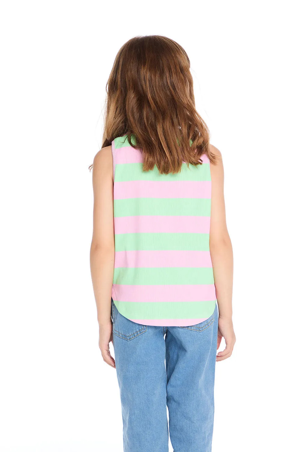 Pinky Aloe Stripe Shirttail Muscle Tee sold by Chaser product image thumbnail 3