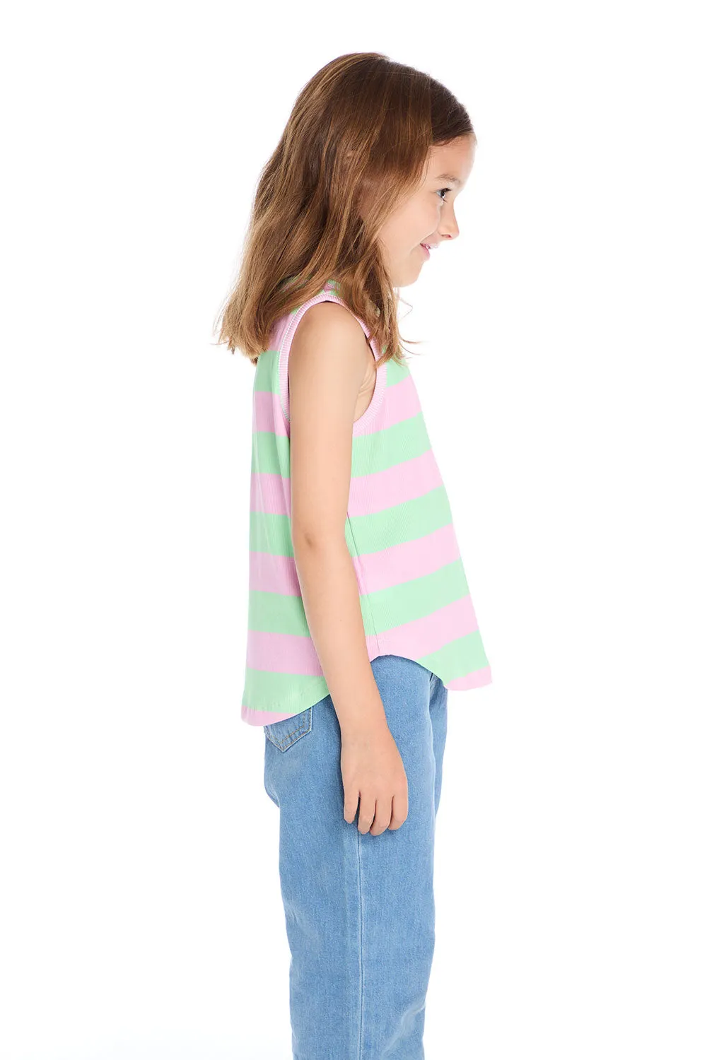 Pinky Aloe Stripe Shirttail Muscle Tee sold by Chaser product image thumbnail 2