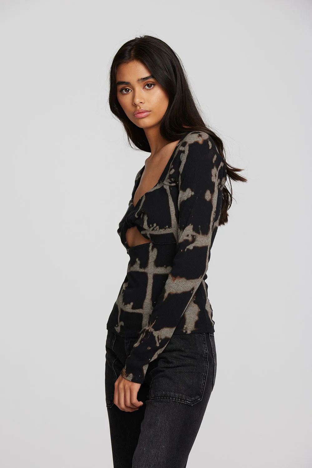 Recycled Vintage Rib Long Sleeve Top with Twist Detail sold by Chaser product image thumbnail 3