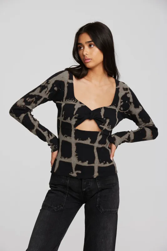 Recycled Vintage Rib Long Sleeve Top with Twist Detail sold by Chaser