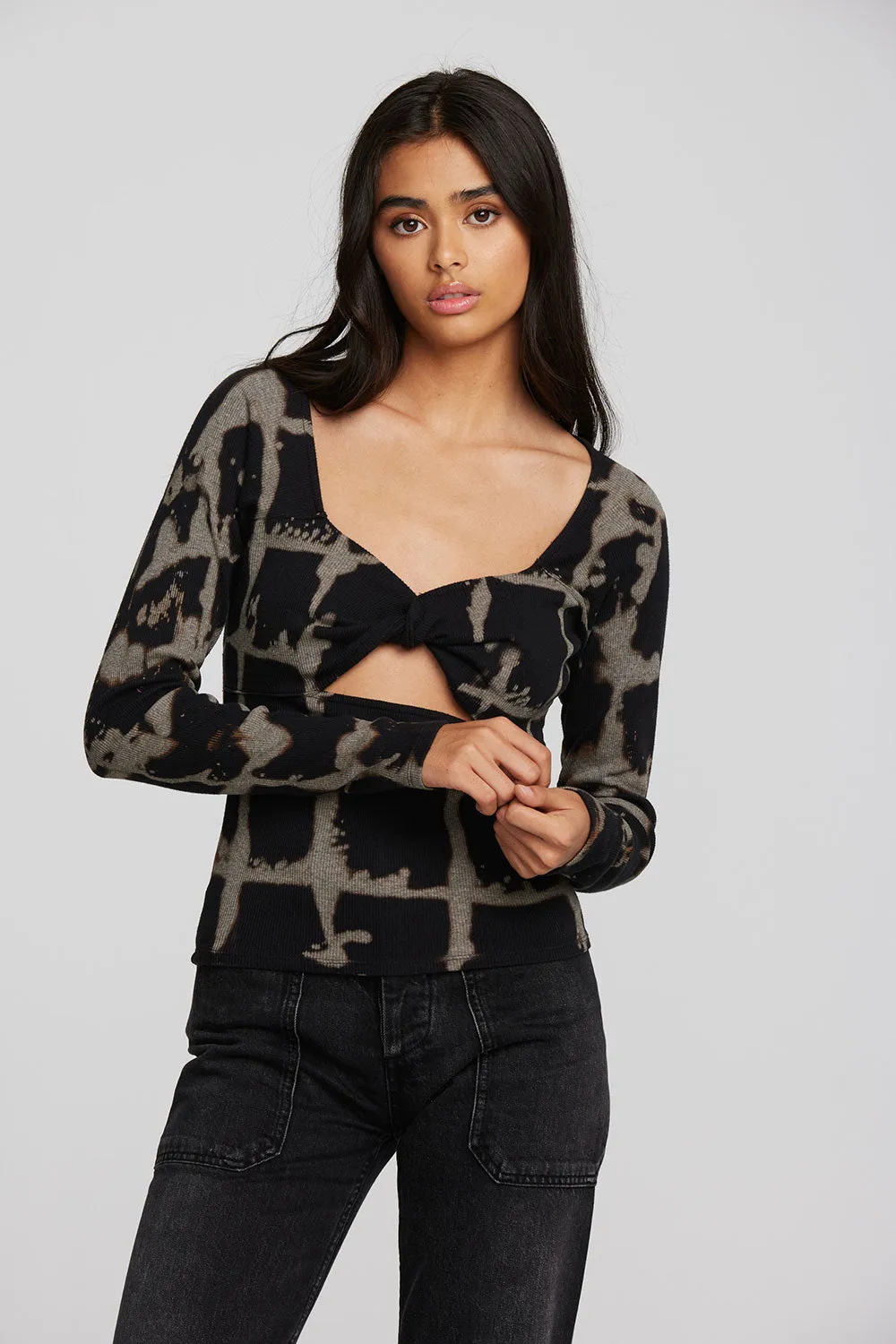 Recycled Vintage Rib Long Sleeve Top with Twist Detail sold by Chaser product image thumbnail 4