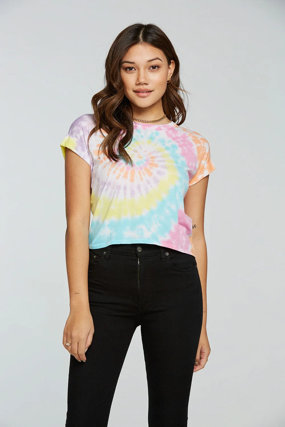 Recycled Vintage Jersey Drop Shoulder Rolled Short Sleeve Tee sold by Chaser