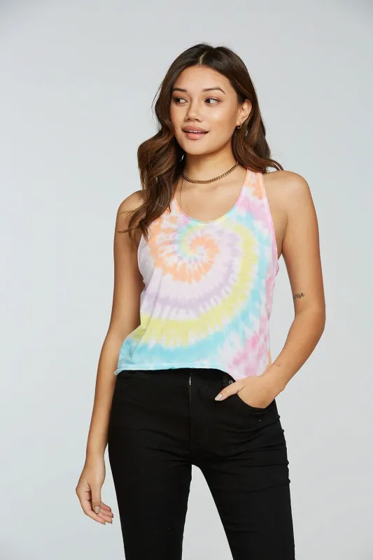 Recycled Vintage Jersey Cropped Scoop Neck Racerback Tank made by Chaser