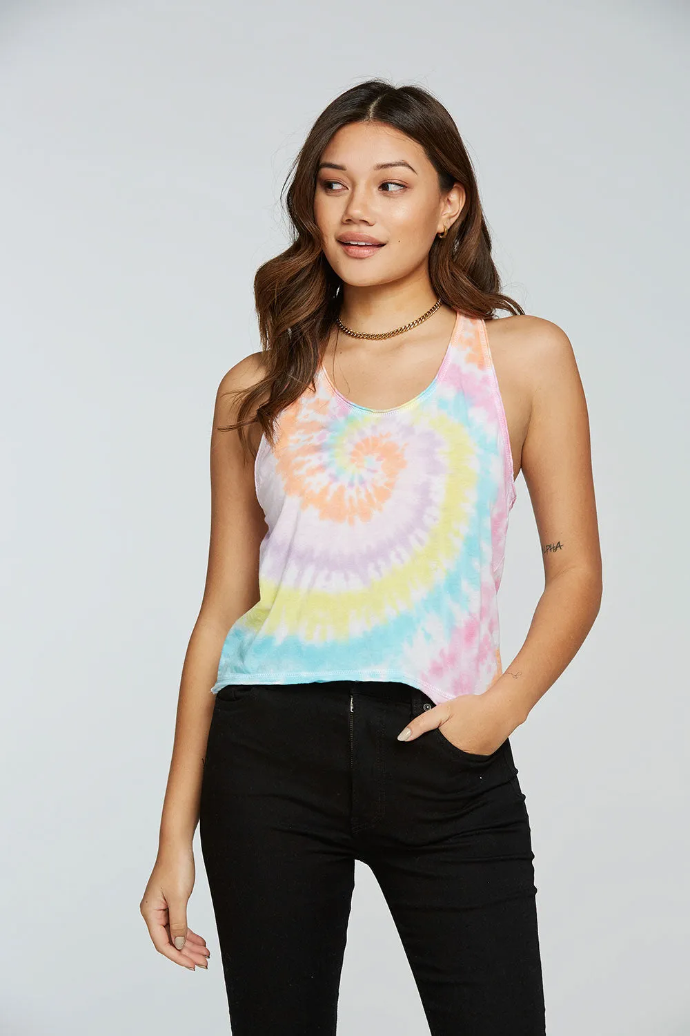 Recycled Vintage Jersey Cropped Scoop Neck Racerback Tank sold by Chaser