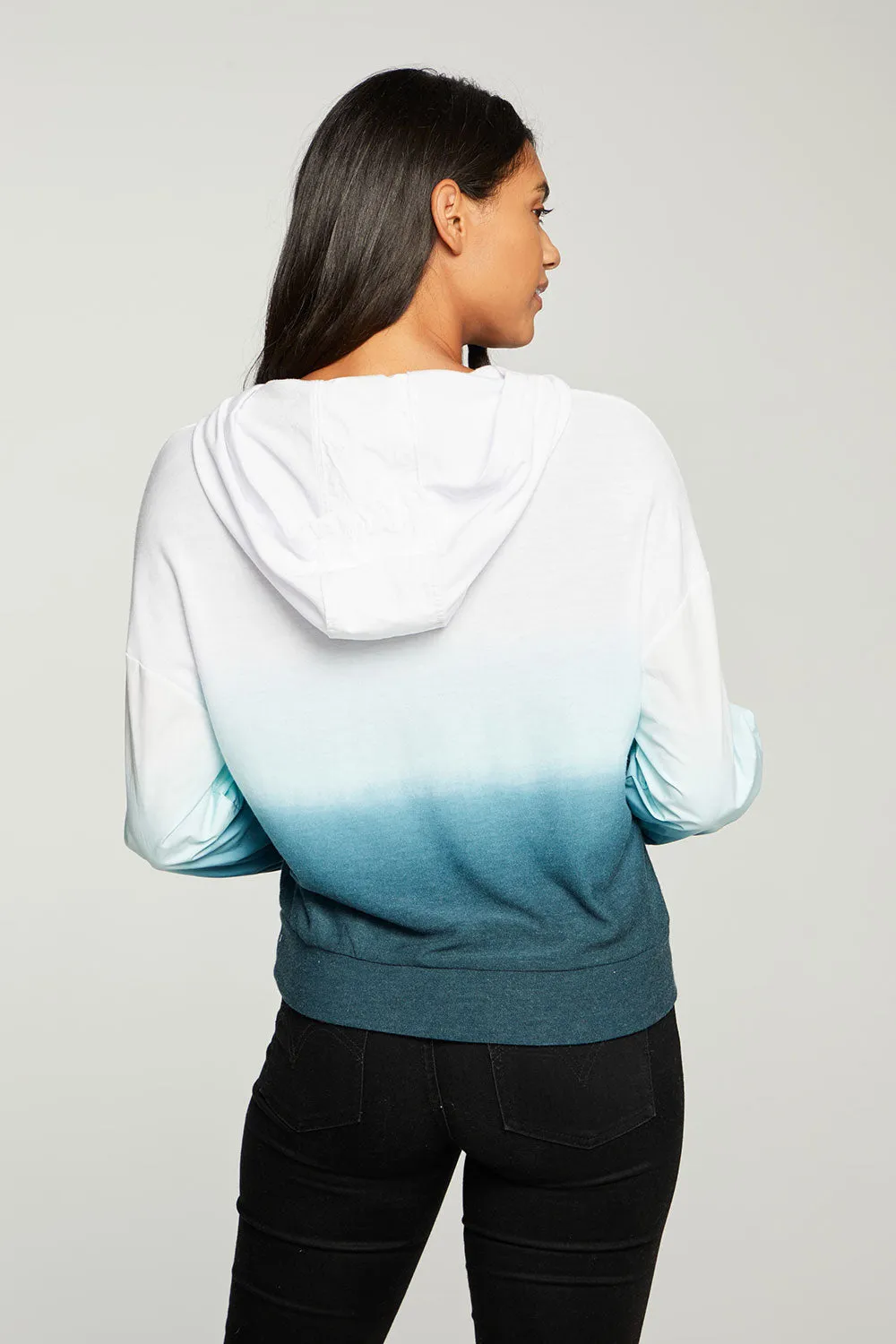 Recycled Cozy Knit Mixed Poplin Blouson Sleeve Pullover sold by Chaser product image thumbnail 3