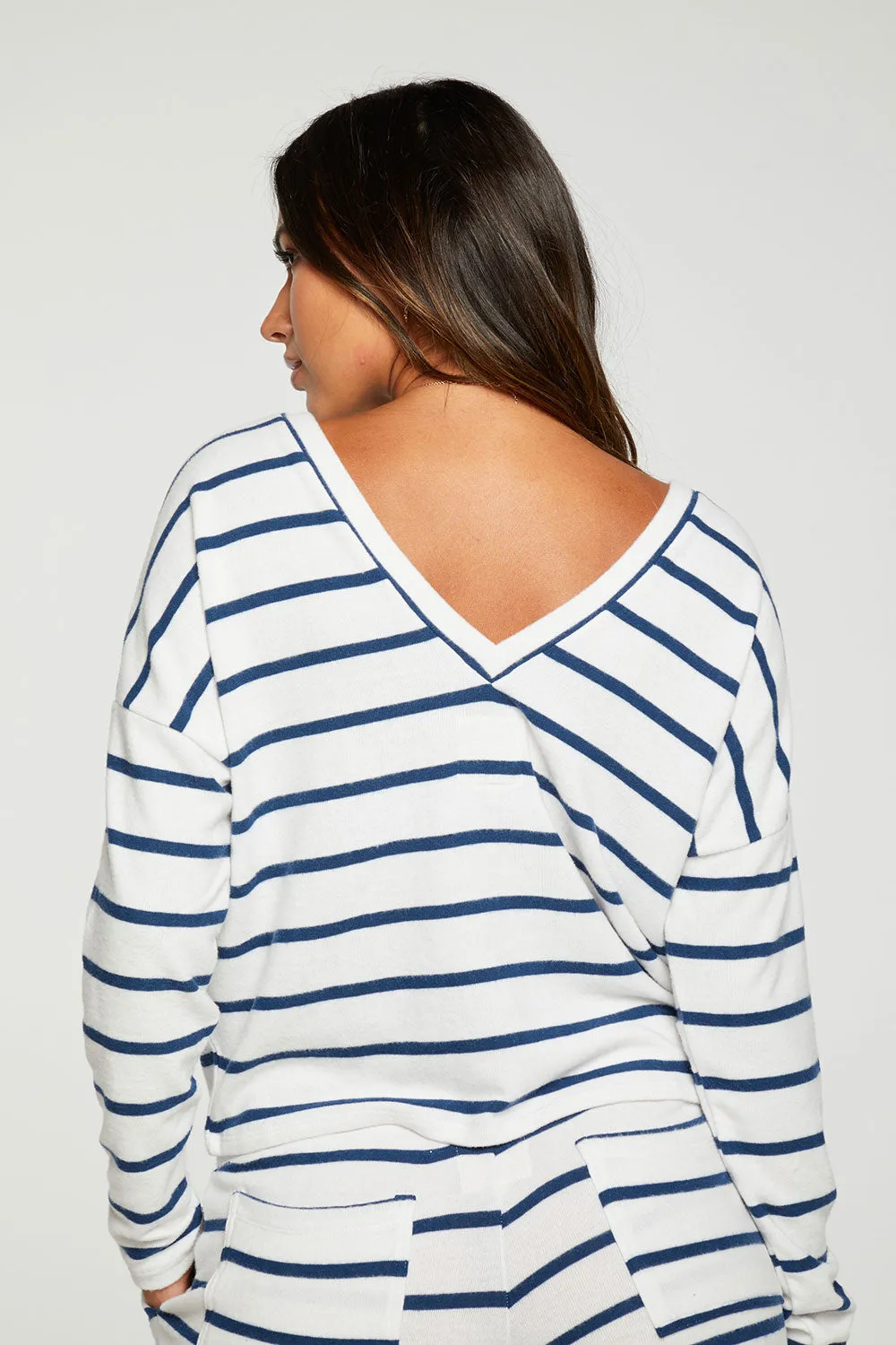 Recycled Bliss Knit Long Sleeve Double V Pullover sold by Chaser product image thumbnail 3