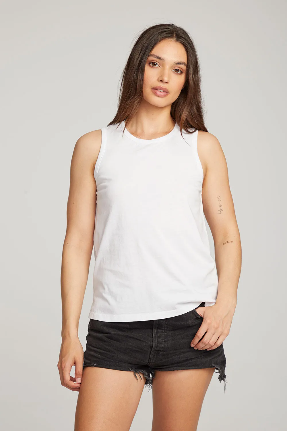 Basic White Slit Tank sold by Chaser
