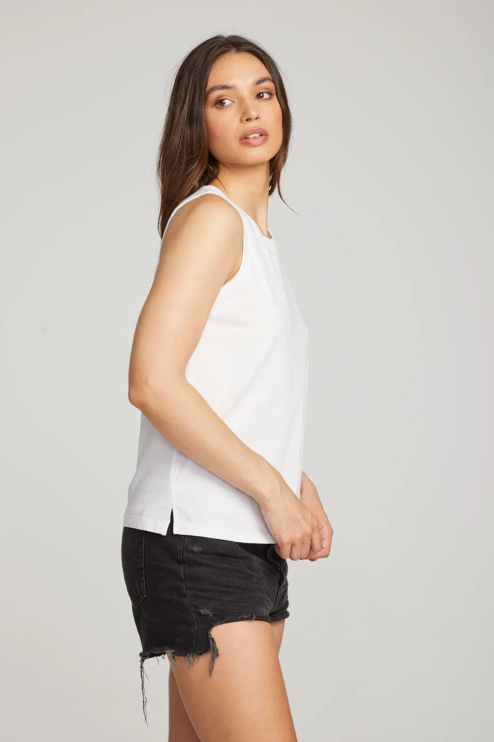 Basic White Slit Tank sold by Chaser product image thumbnail 2