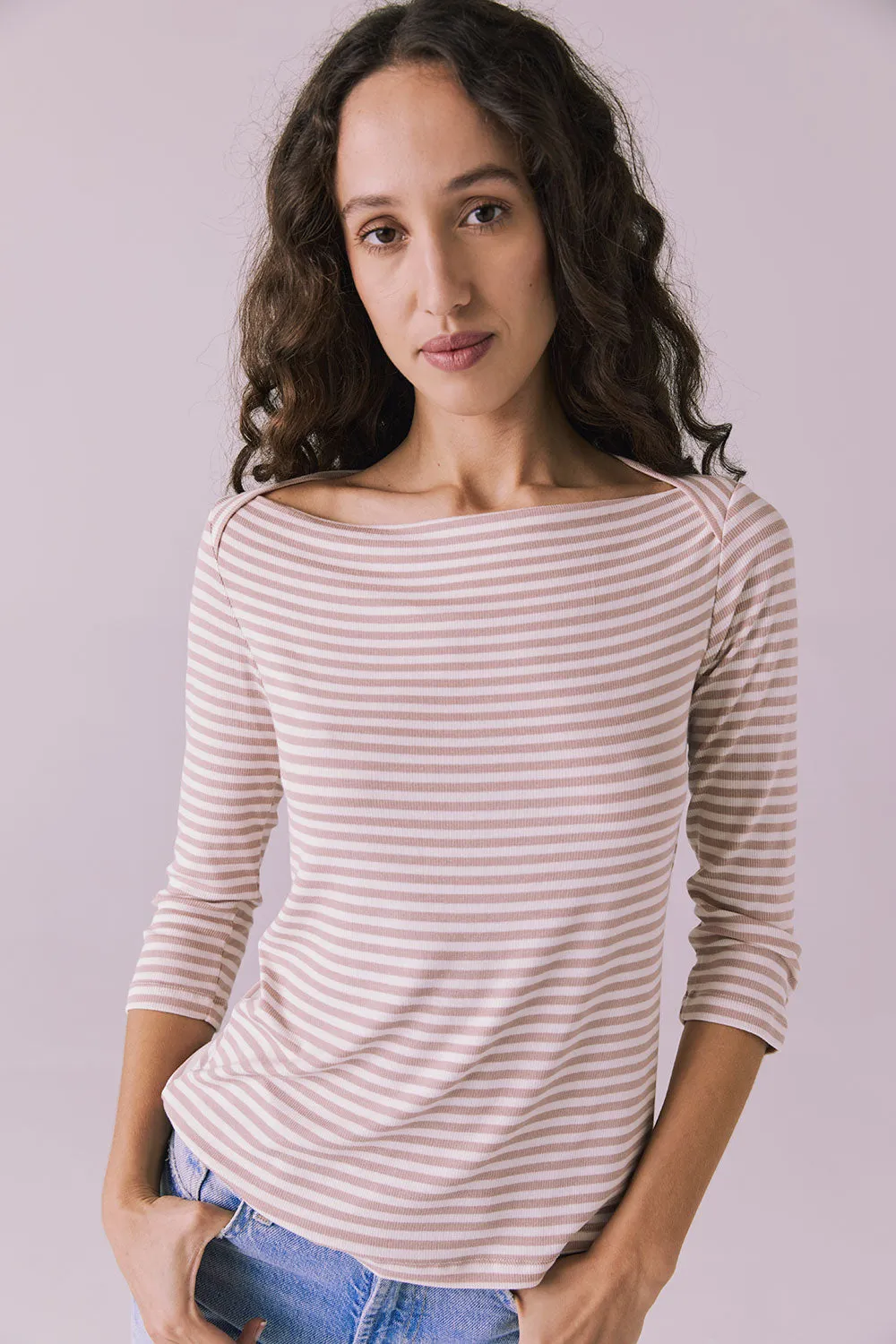 Malynne Khaki Stripe Tee sold by Chaser product image thumbnail 3