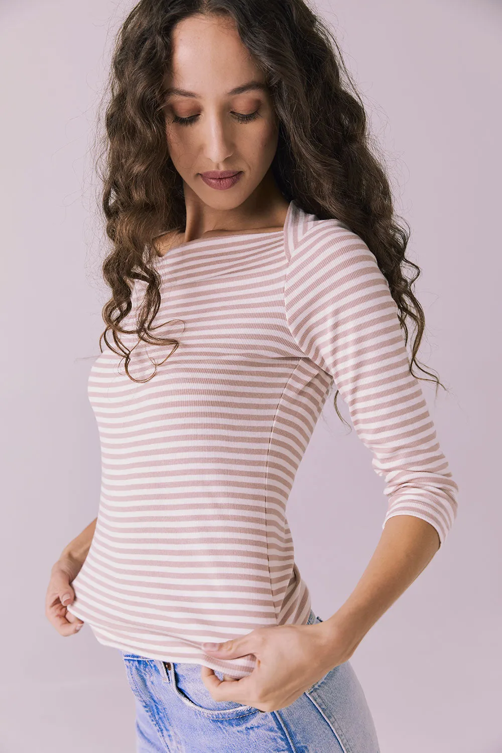 Malynne Khaki Stripe Tee sold by Chaser product image thumbnail 2
