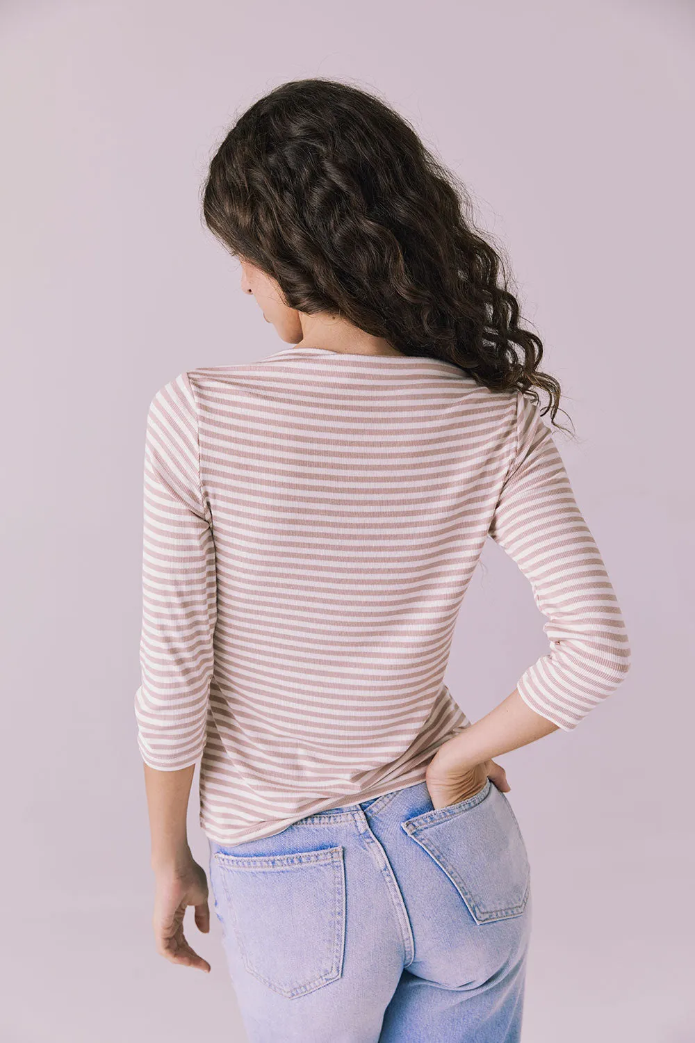 Malynne Khaki Stripe Tee sold by Chaser product image thumbnail 4