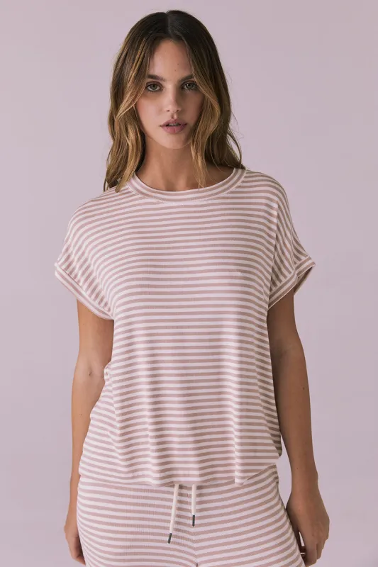 Audrey Khaki Stripe Tee sold by Chaser