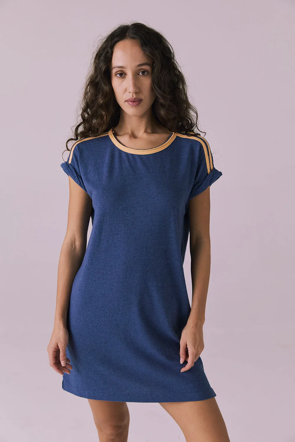 T-Shirt Honest Indigo Mini Dress sold by Chaser product image thumbnail 3