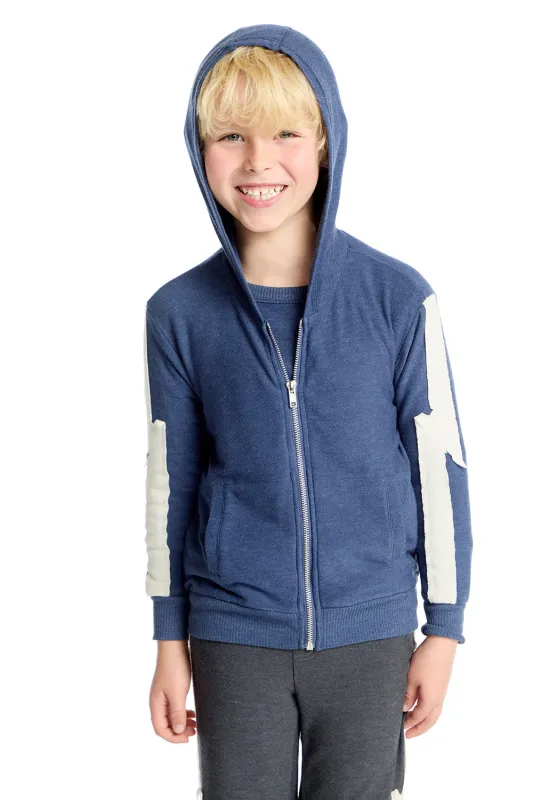 Bolt Steel Blue Long Sleeve Zip Up Hoodie sold by Chaser