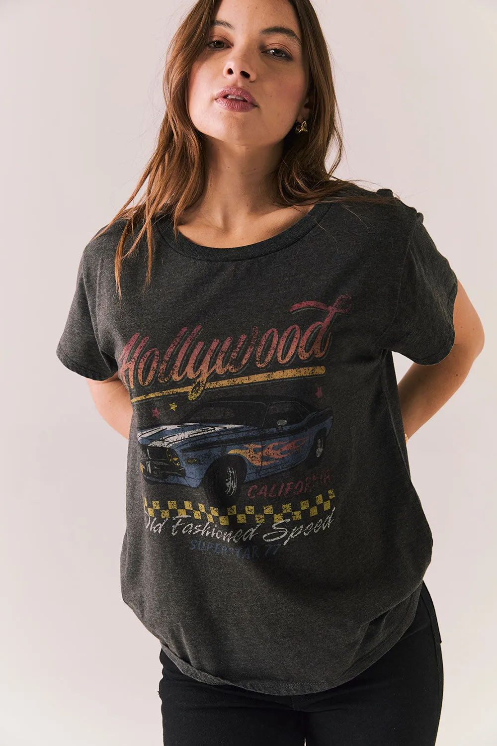 Superstar 77 Tee – Black Vintage Racer Graphic Tee sold by Chaser product image thumbnail 4