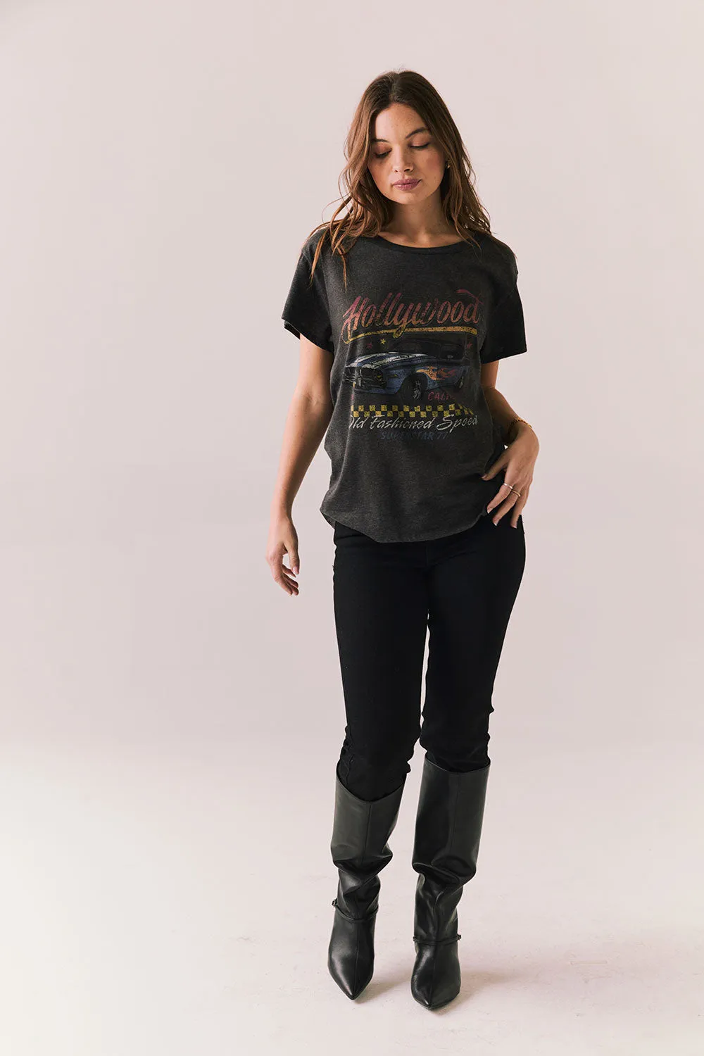 Superstar 77 Tee – Black Vintage Racer Graphic Tee sold by Chaser product image thumbnail 5