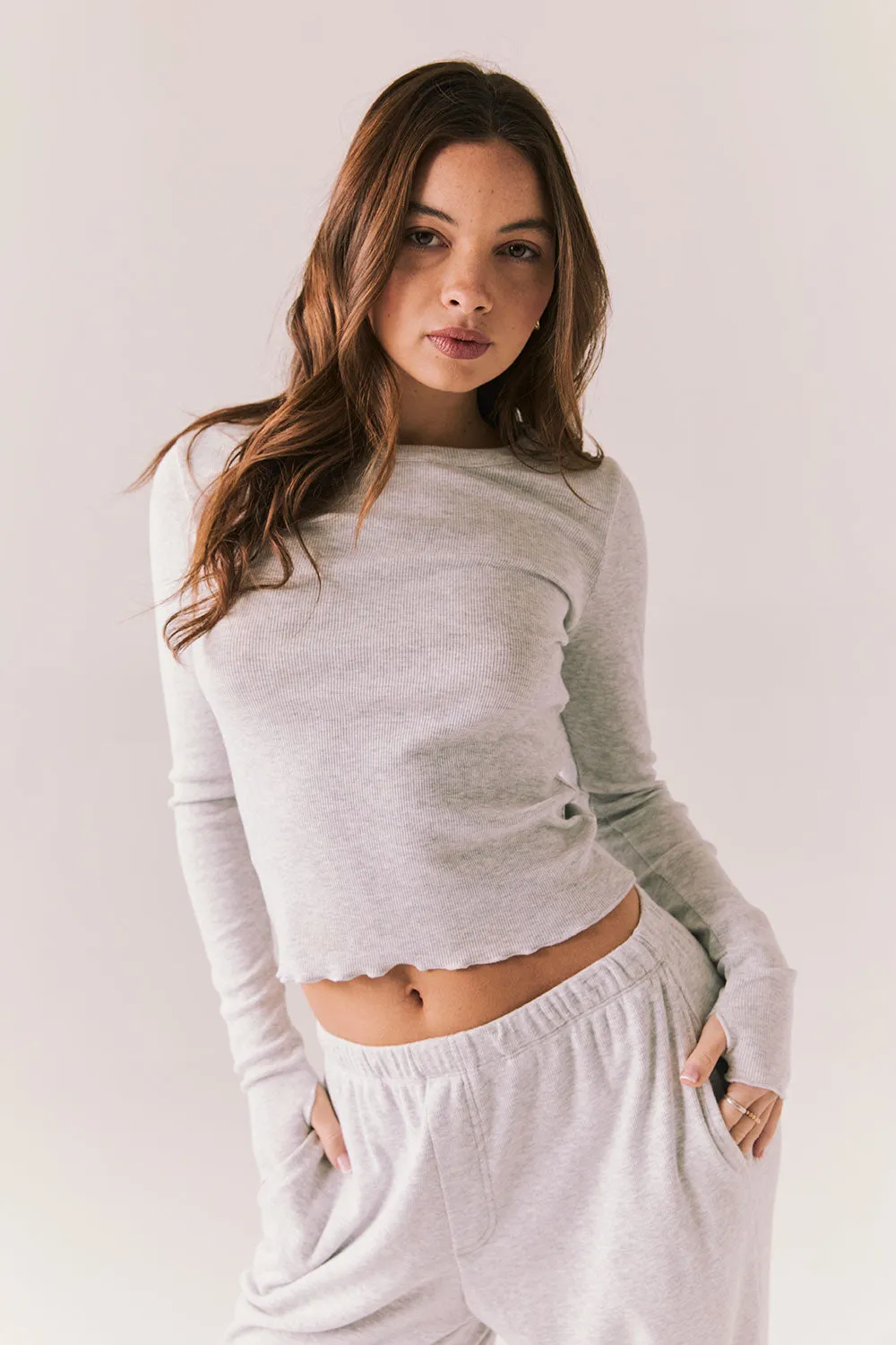 Moonlightt Light Heather Grey Long Sleeve sold by Chaser product image thumbnail 3