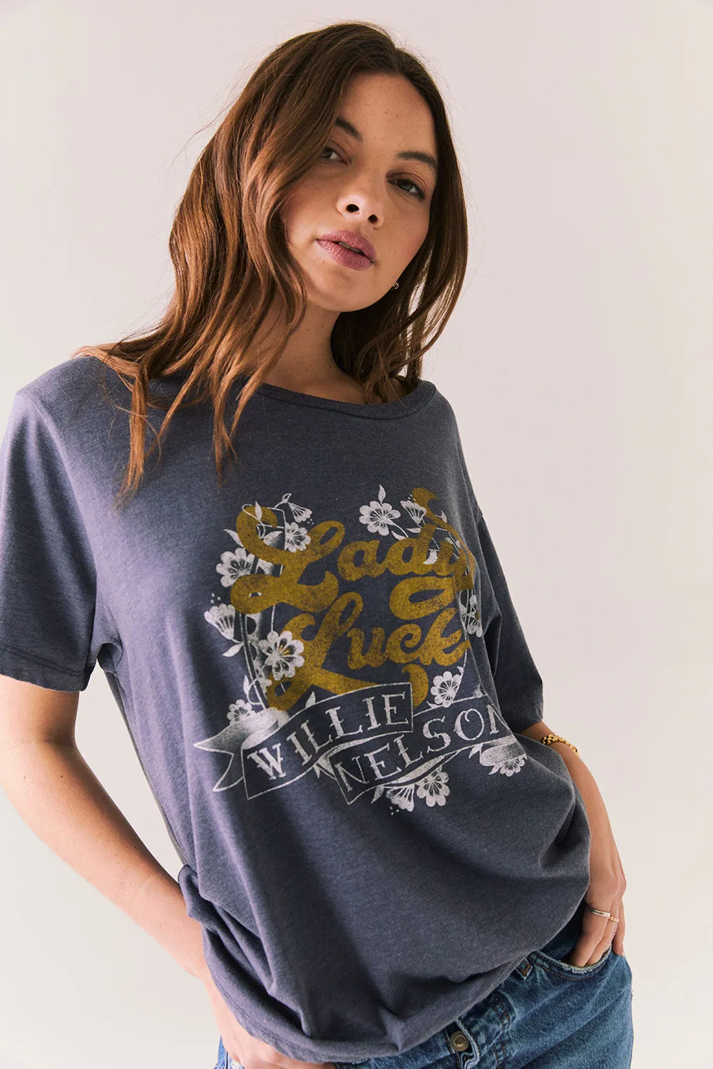Willie Nelson Lady Luck Tee – Avalon Blue Vintage Country Shirt sold by Chaser product image thumbnail 2