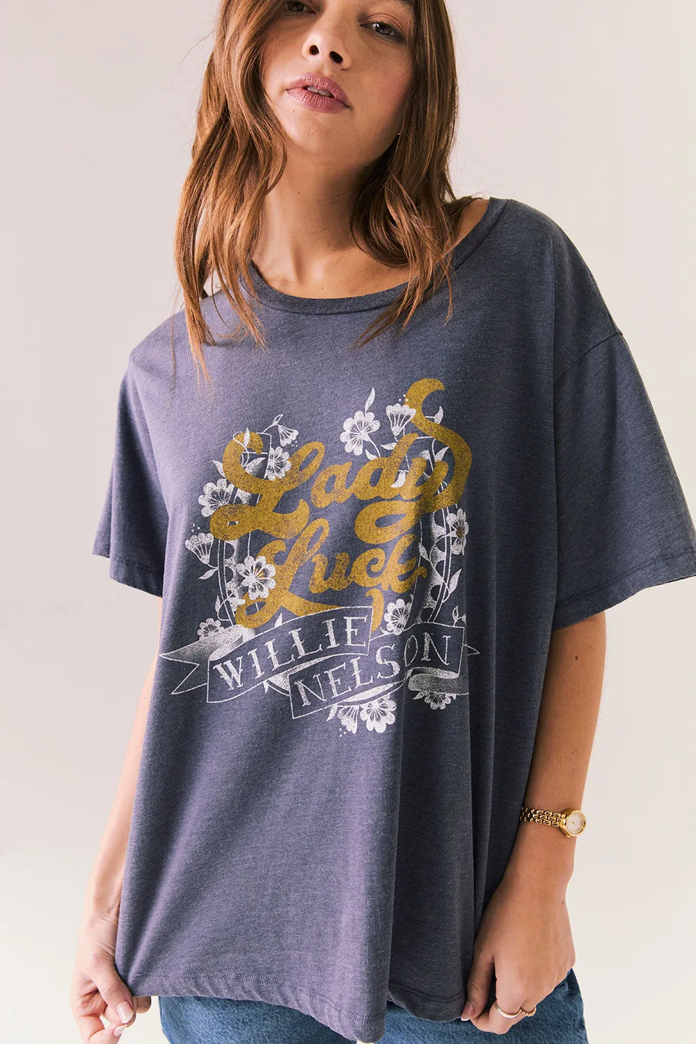 Willie Nelson Lady Luck Tee – Avalon Blue Vintage Country Shirt sold by Chaser product image thumbnail 3