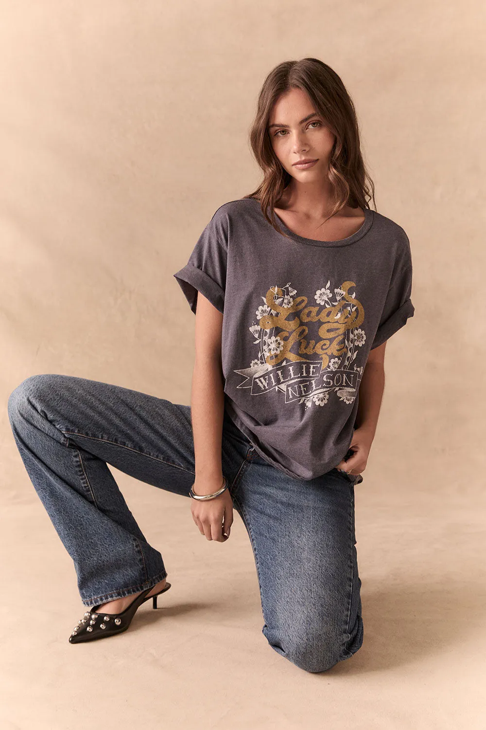 Willie Nelson Lady Luck Tee – Avalon Blue Vintage Country Shirt sold by Chaser