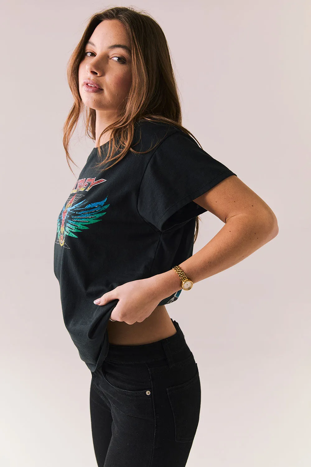 Journey Tape Deck Tee – Vintage Black Band Tee for Women sold by Chaser product image thumbnail 2