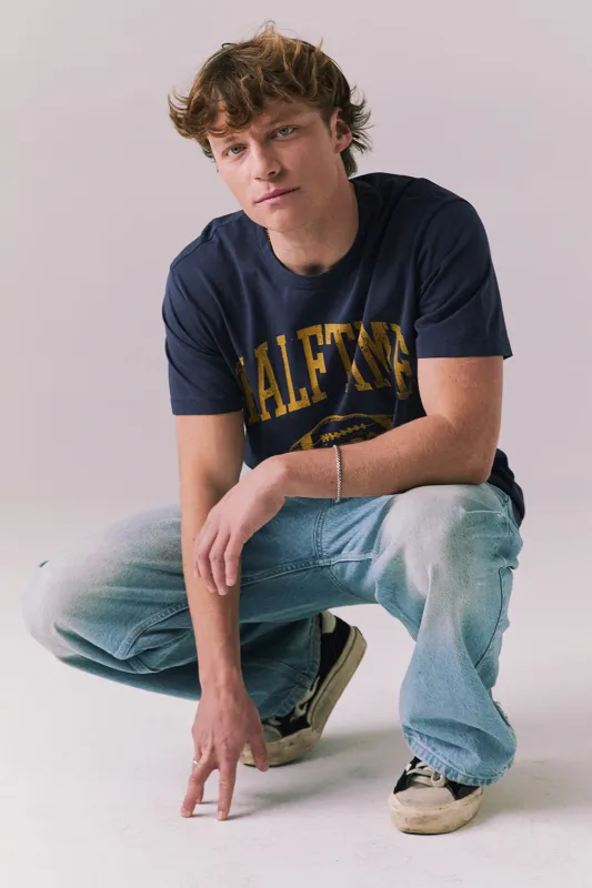 Halftime 1984 Tee – Retro Sports Graphic Tee in Navy sold by Chaser