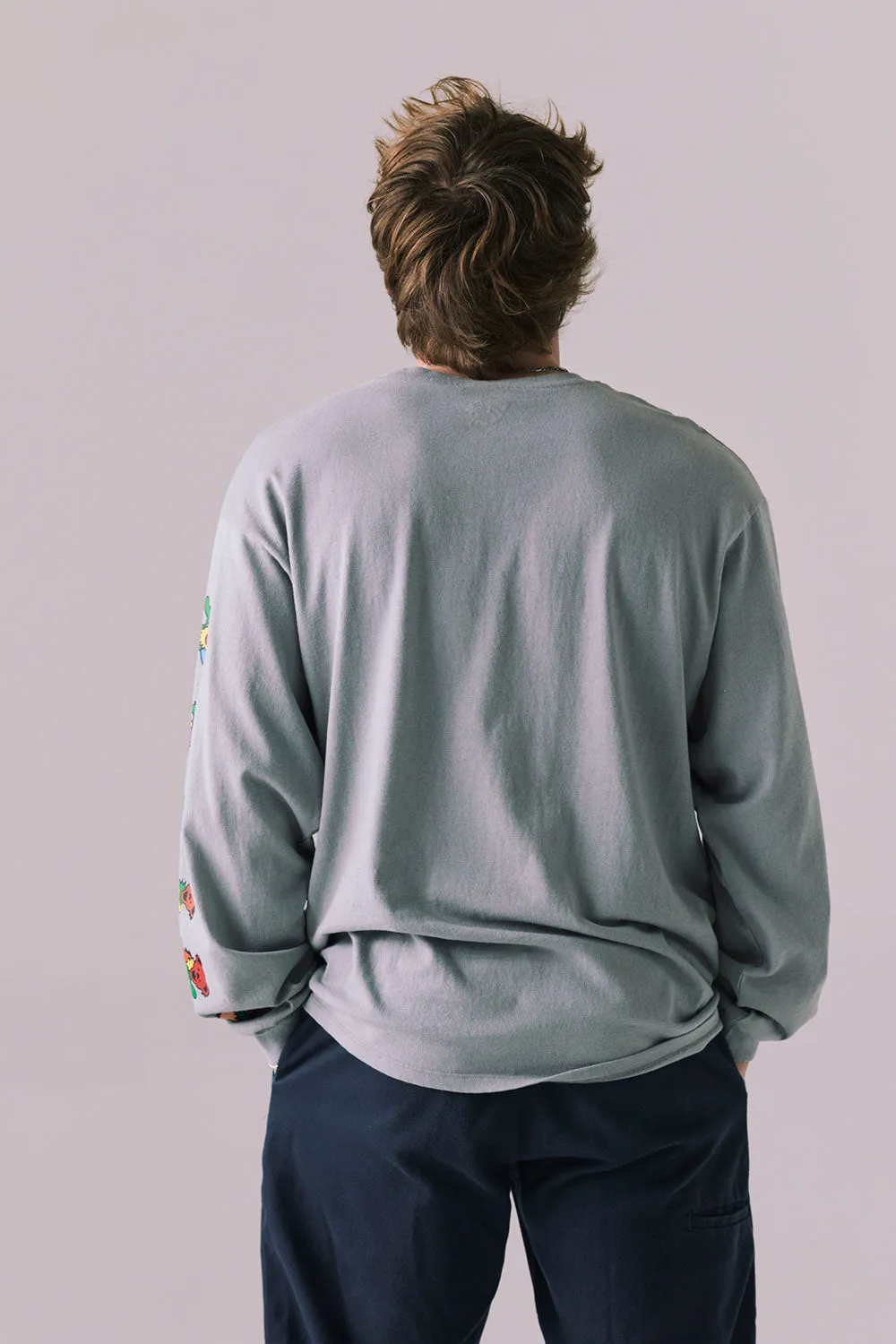 Grateful Dead Stealie Long Sleeve – Silver Grey Rainbow Skull Graphic Tee sold by Chaser product image thumbnail 4