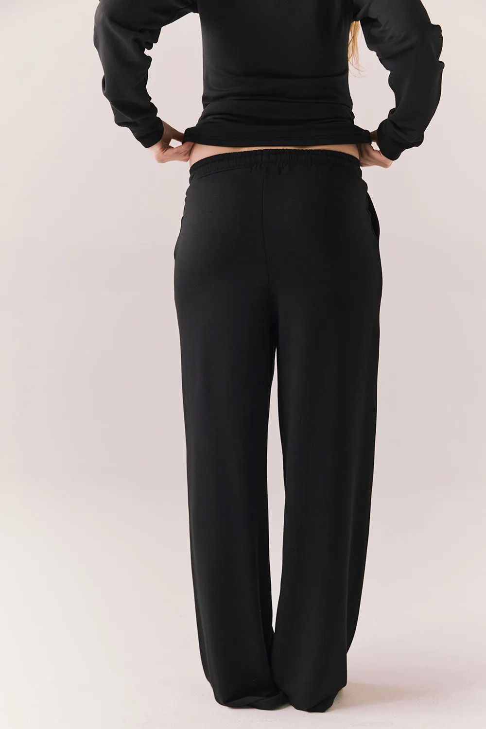 Sandyy Black Trouser – Oversized Lounge Pants in Soft Modal Blend sold by Chaser product image thumbnail 4