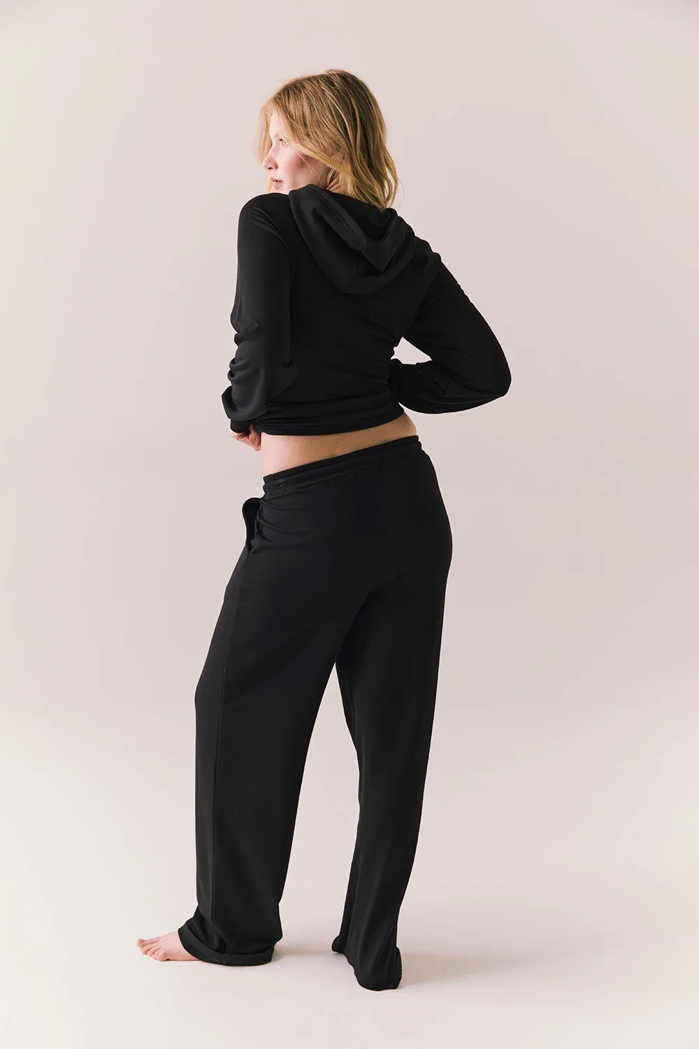 Sandyy Black Trouser – Oversized Lounge Pants in Soft Modal Blend sold by Chaser product image thumbnail 2