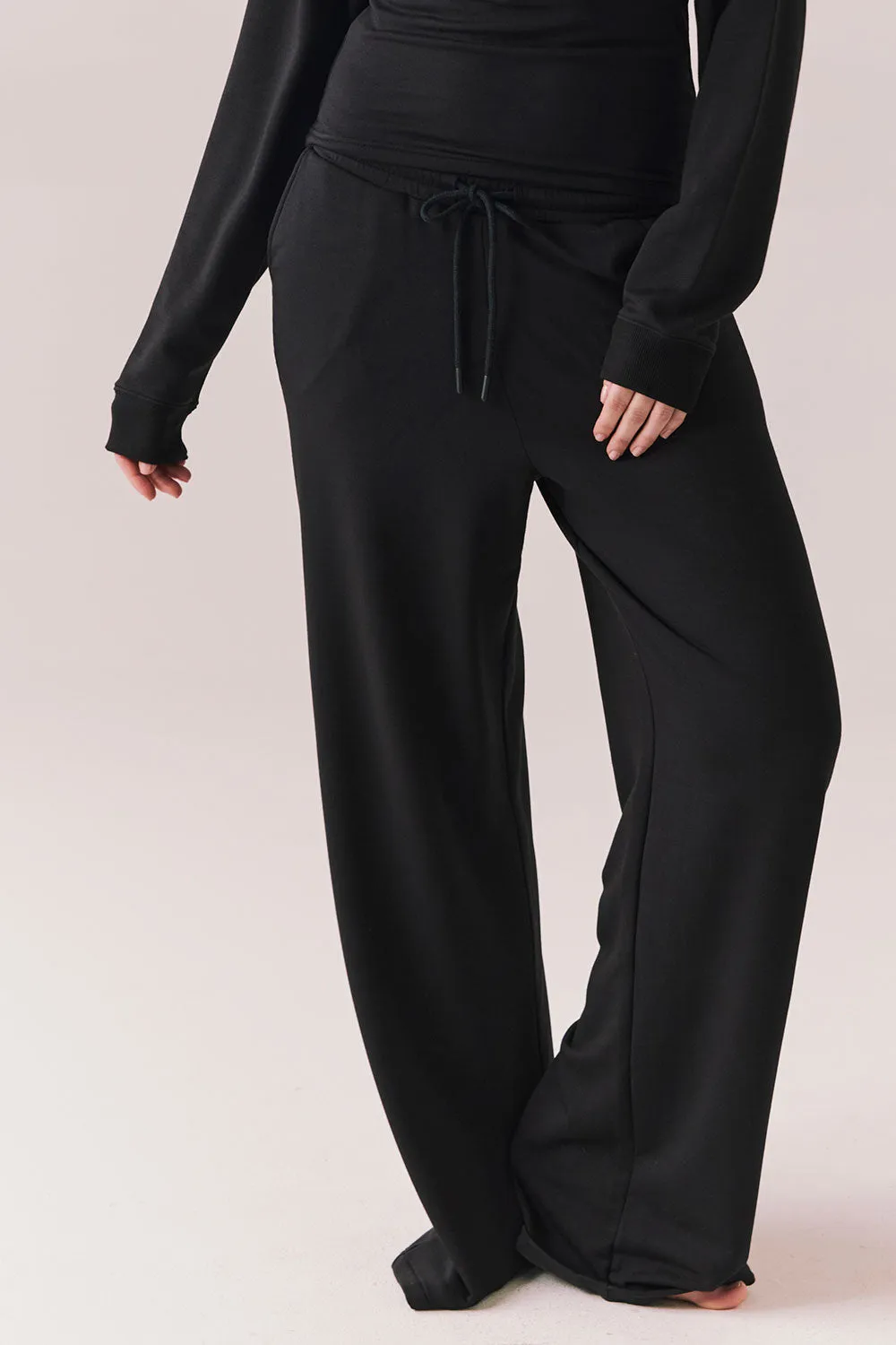 Sandyy Black Trouser – Oversized Lounge Pants in Soft Modal Blend sold by Chaser product image thumbnail 3