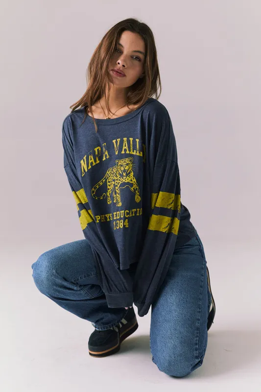 Napa Valley 1984 Long Sleeve – Panther Print Top with Retro Arm Bands sold by Chaser