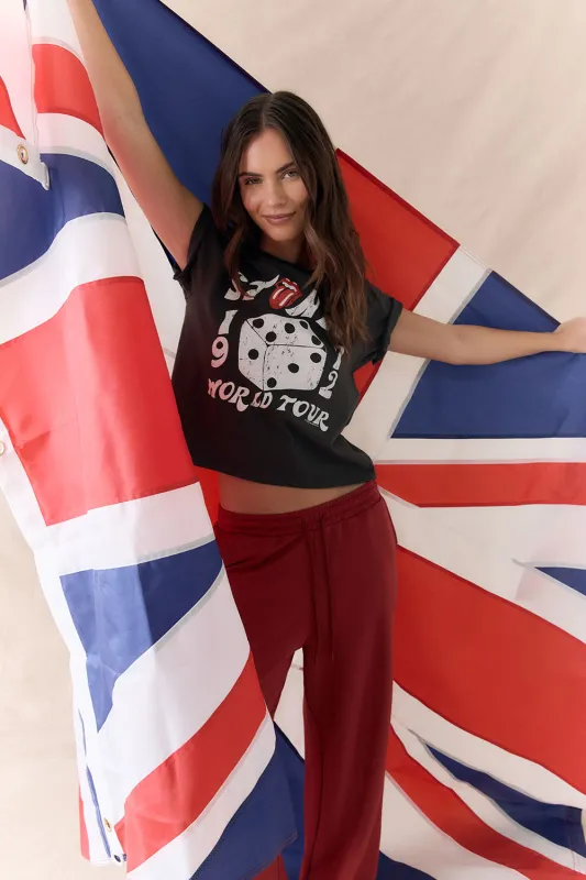 Rolling Stones Dice Tour Tee – Cropped Vintage Band Tee in Black sold by Chaser