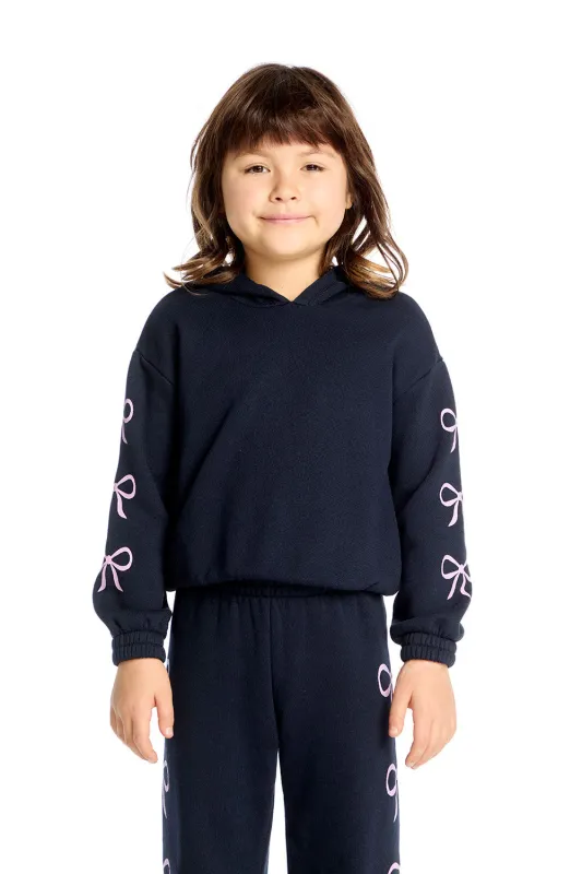 Semi Cropped Shirred Stormy Bows Hoodie Pullover sold by Chaser