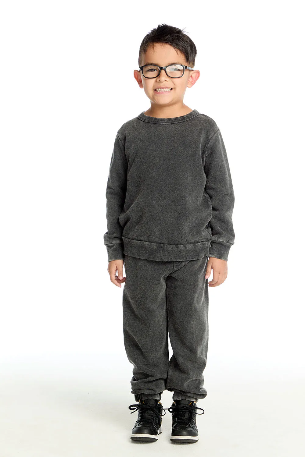 Comfy Long Sleeve Black Acidwash Pullover sold by Chaser product image thumbnail 4