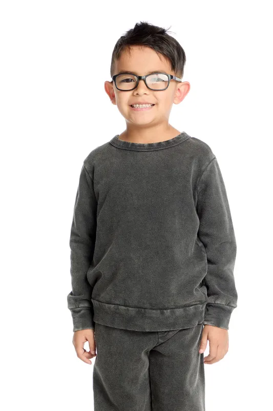 Comfy Long Sleeve Black Acidwash Pullover made by Chaser
