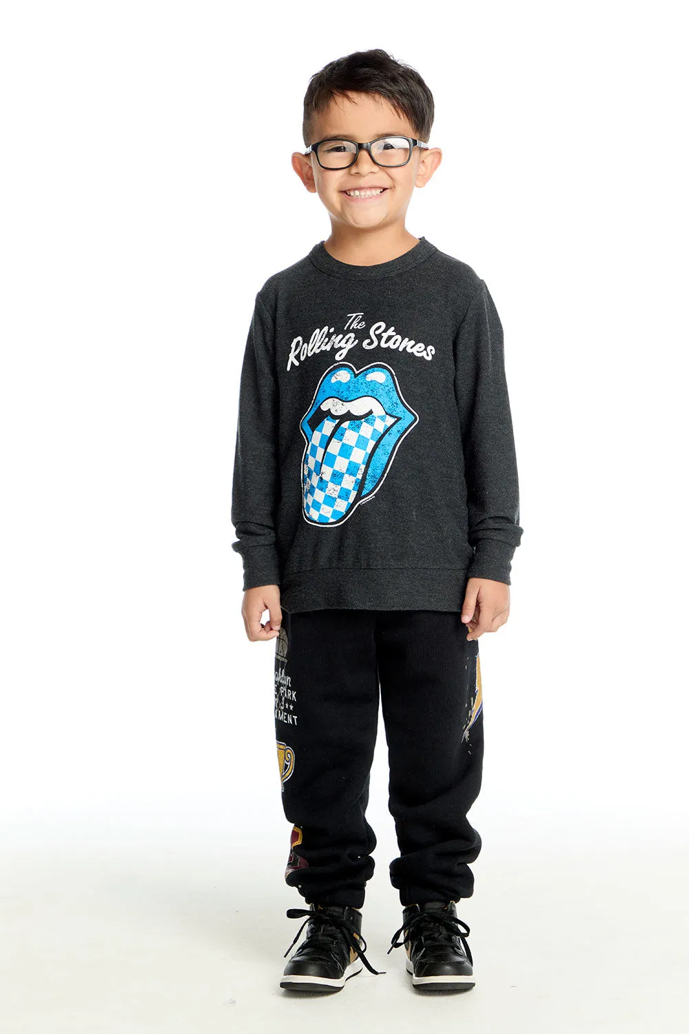 Rolling Stones Checkered Tongue Logo Long Sleeve sold by Chaser product image thumbnail 4