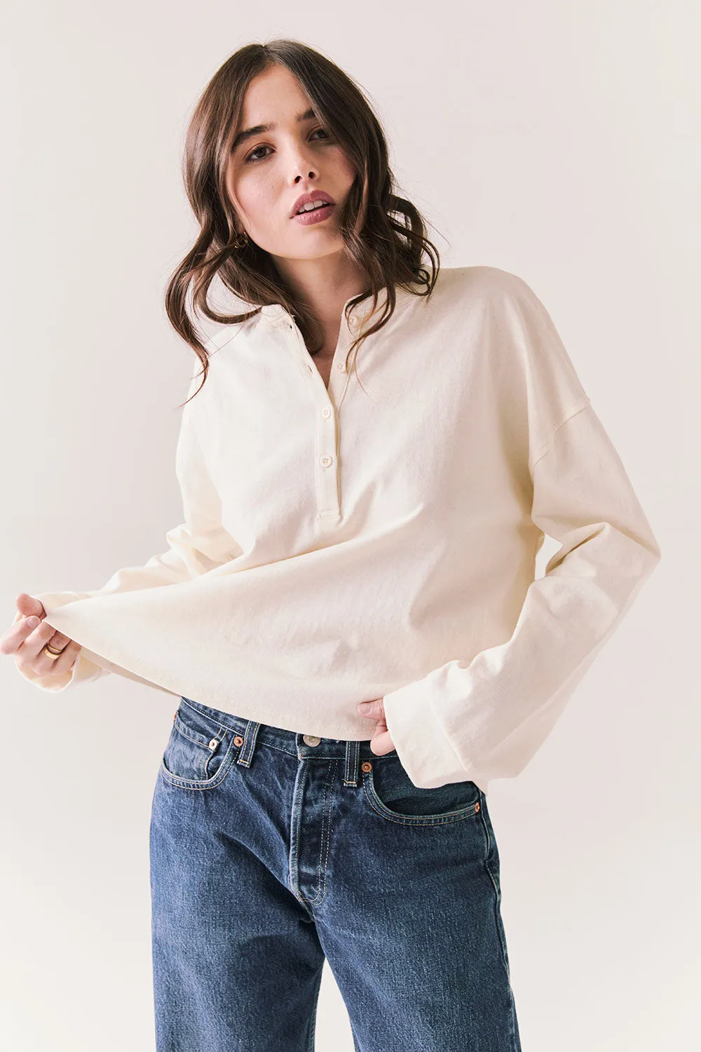 Humboldt Long Sleeve – Cotton Top in Starry White sold by Chaser product image thumbnail 2