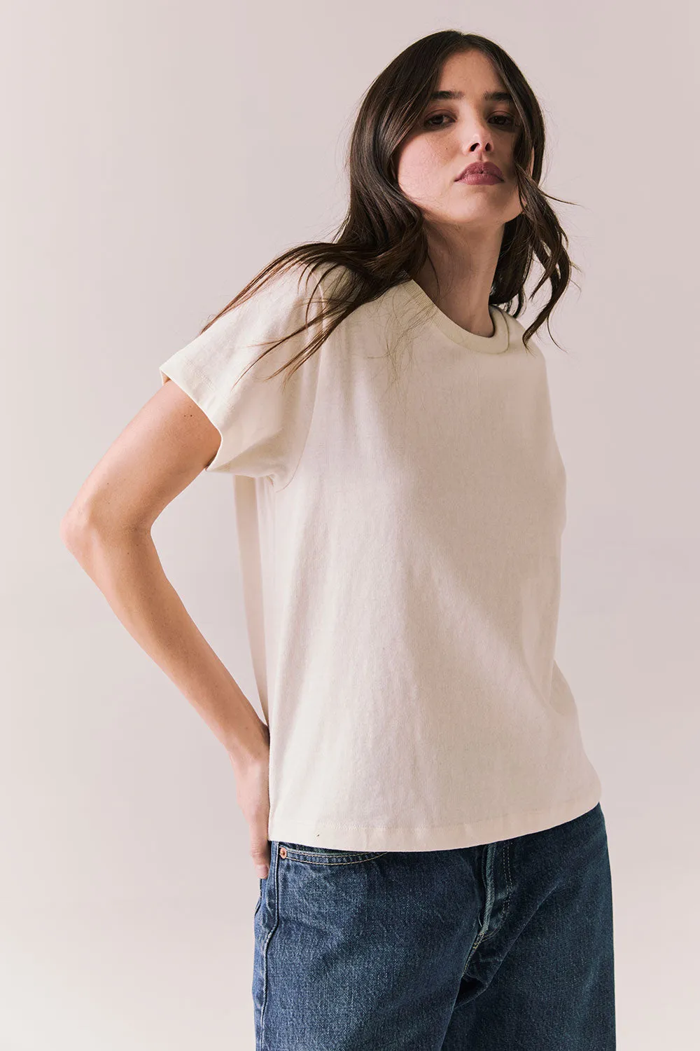 Rambler Starry White Tee – Ringer Neck Cap Sleeve Top sold by Chaser product image thumbnail 3