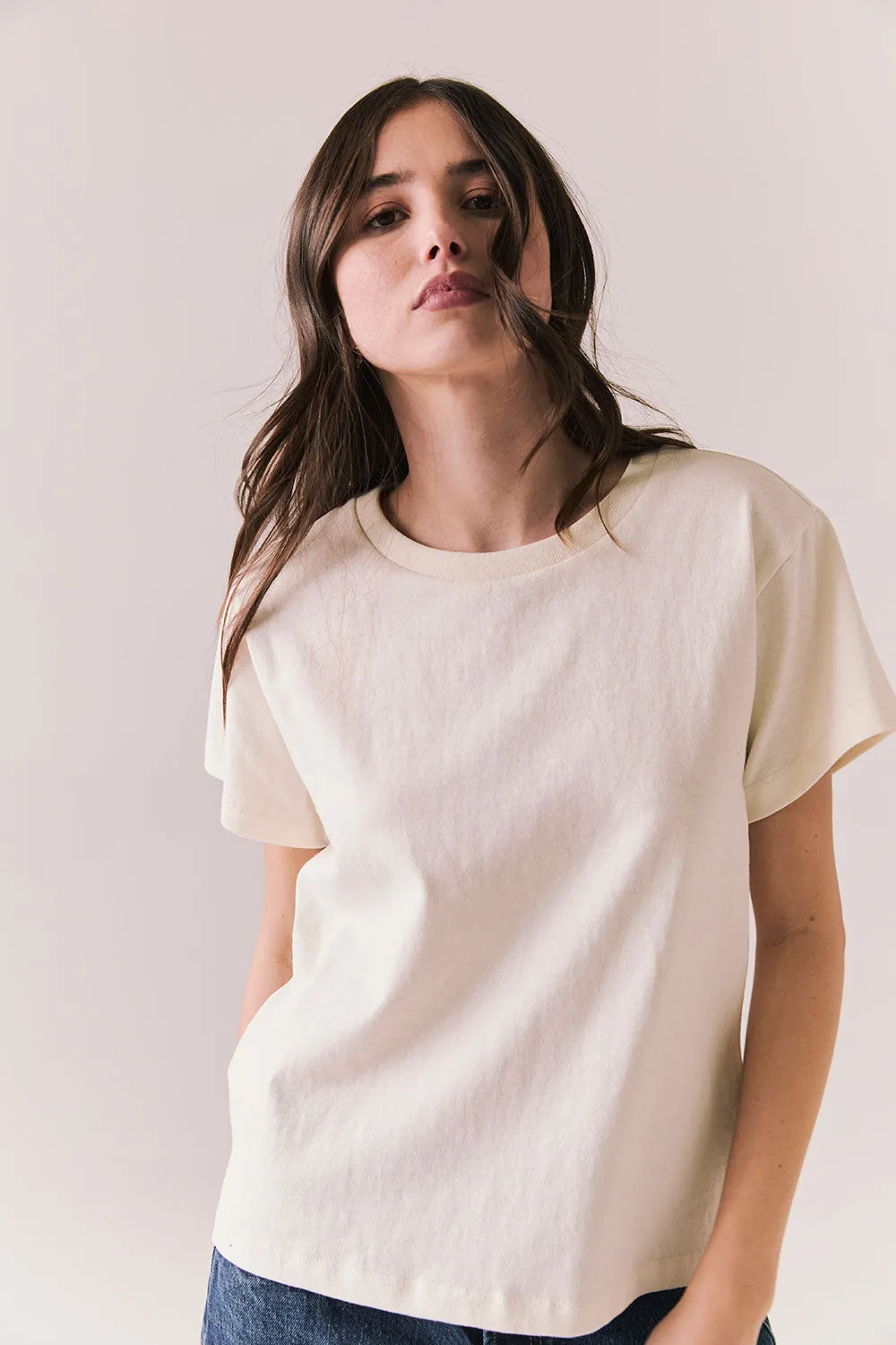 Rambler Starry White Tee – Ringer Neck Cap Sleeve Top sold by Chaser product image thumbnail 2