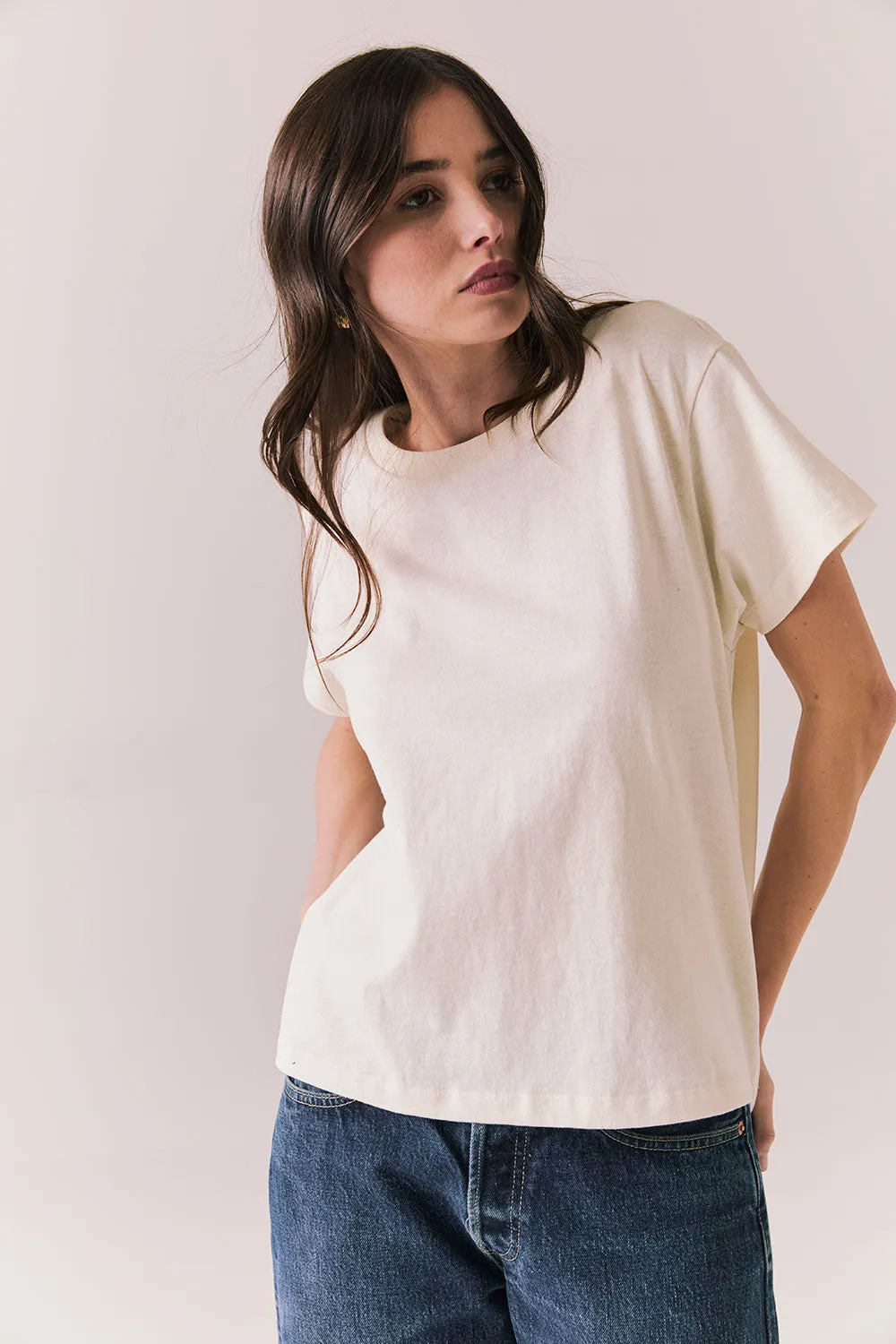 Rambler Starry White Tee – Ringer Neck Cap Sleeve Top sold by Chaser product image thumbnail 5